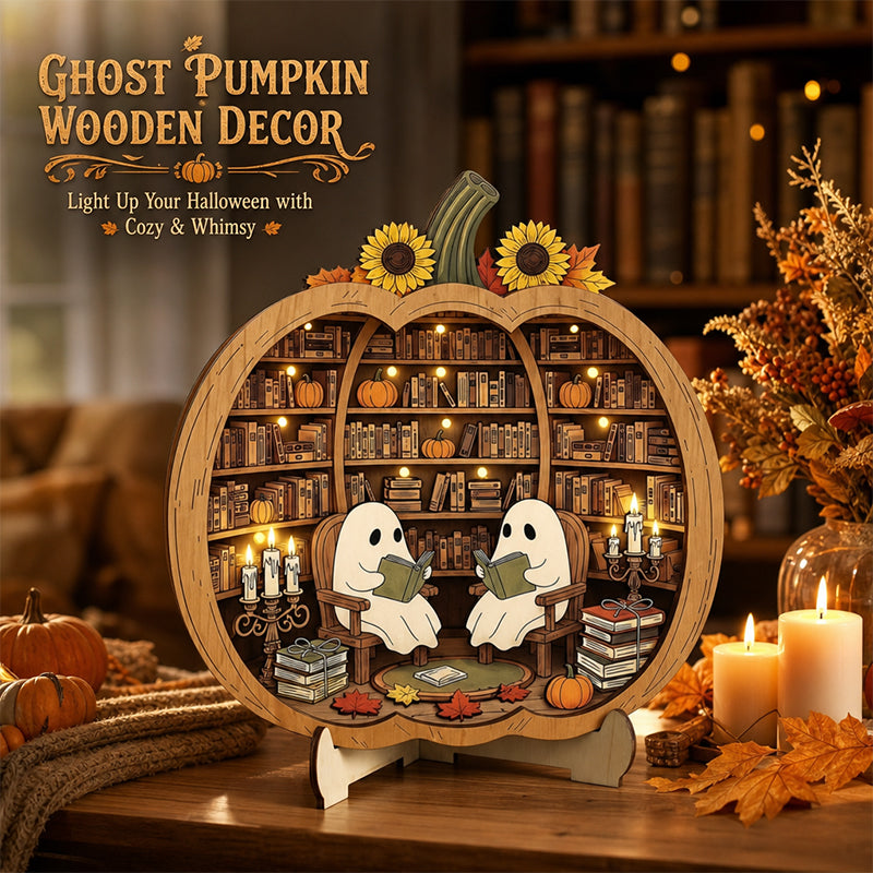 👻 Enchanting Halloween pumpkin decorations with ghosts | Cozy wooden table decorations with charming motifs