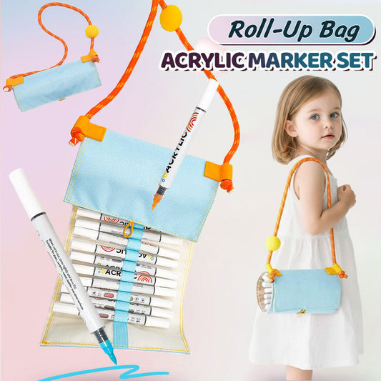 Akrylpennset med roll-up-påse