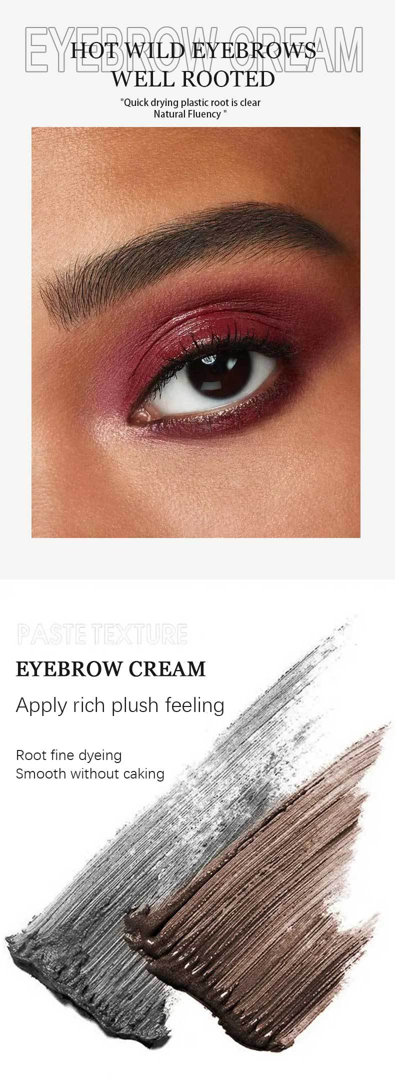 Långvarig, vattenfast och smetfri flytande ögonbrynsgel/färg
