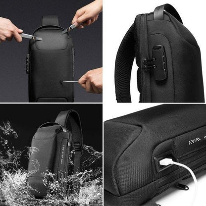 USB-laddning Sport Sling Stöldskyddad axelväska
