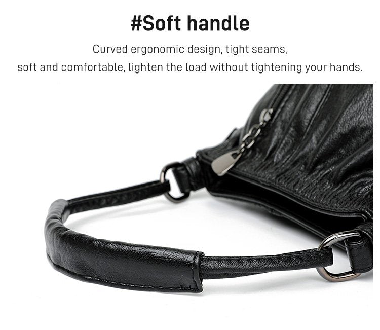 Mjuk läderväska med skrynklig design 👜✨