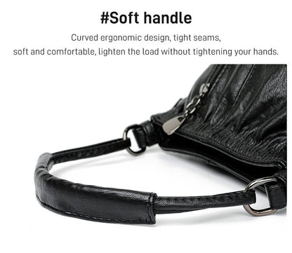 Mjuk läderväska med skrynklig design 👜✨