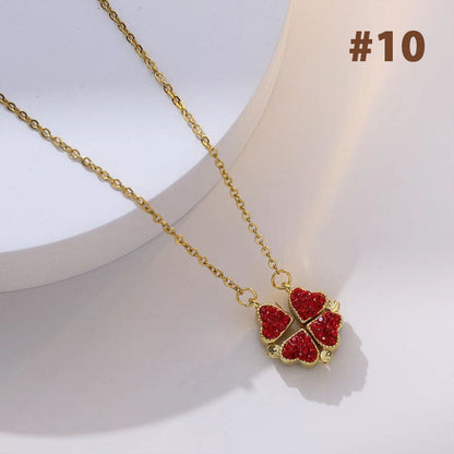A Heart to Heart Double Wear Öppna Stäng Fyrklöver Halsband