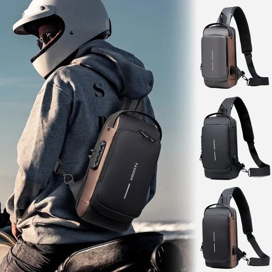 USB-laddning Sport Sling Stöldskyddad axelväska