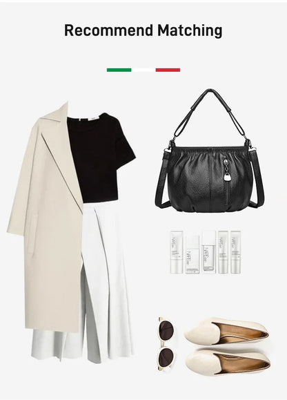 Mjuk läderväska med skrynklig design 👜✨