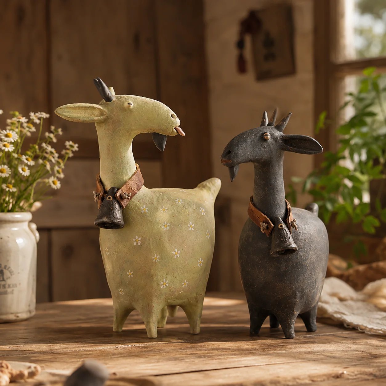 Whimsical Farmhouse Goat Figurines