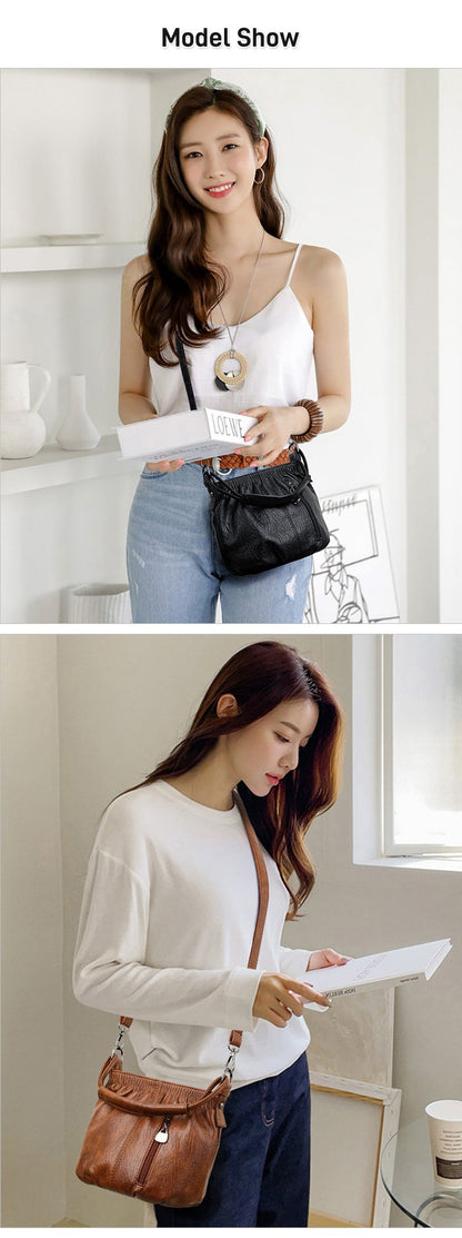 Mjuk läderväska med skrynklig design 👜✨
