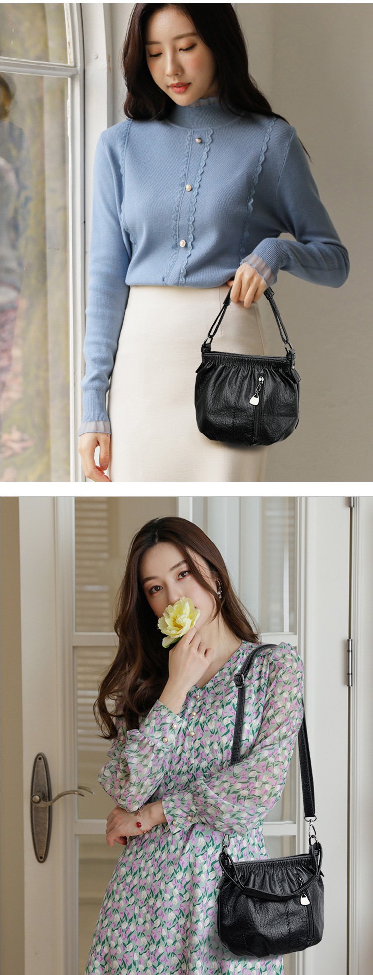 Mjuk läderväska med skrynklig design 👜✨
