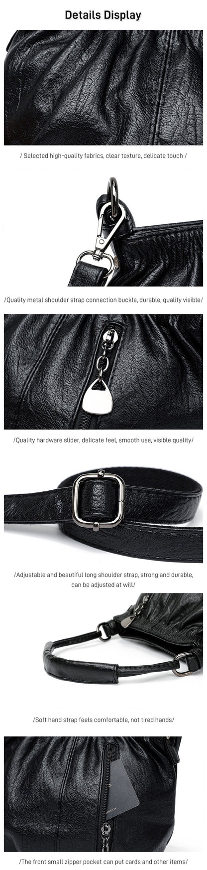 Mjuk läderväska med skrynklig design 👜✨