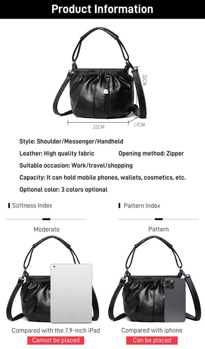 Mjuk läderväska med skrynklig design 👜✨