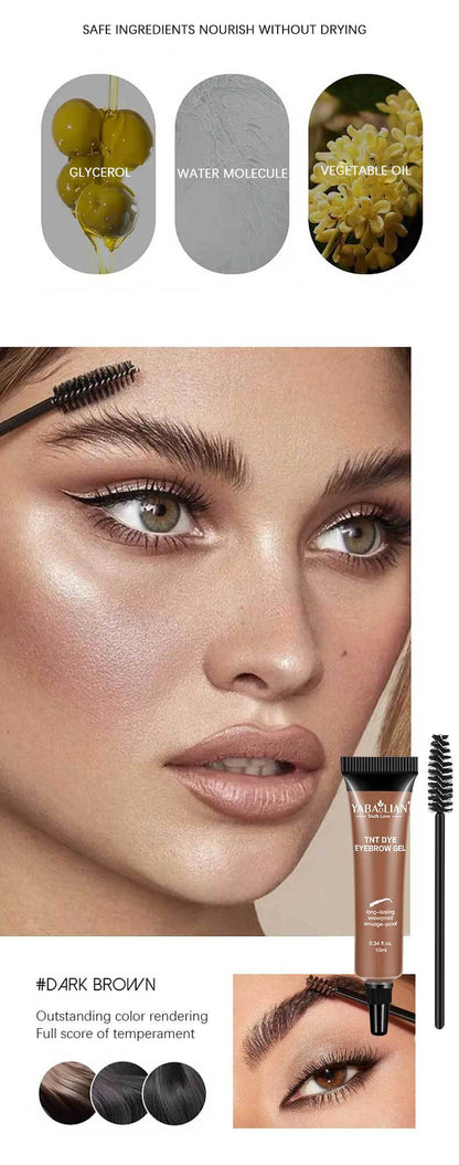 Långvarig, vattenfast och smetfri flytande ögonbrynsgel/färg