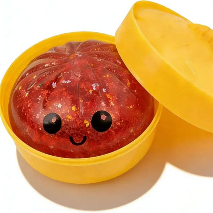 Glitter Dumpling Squishy Box – Söt fidgetleksak som lindrar ångest, med förvaringslåda
