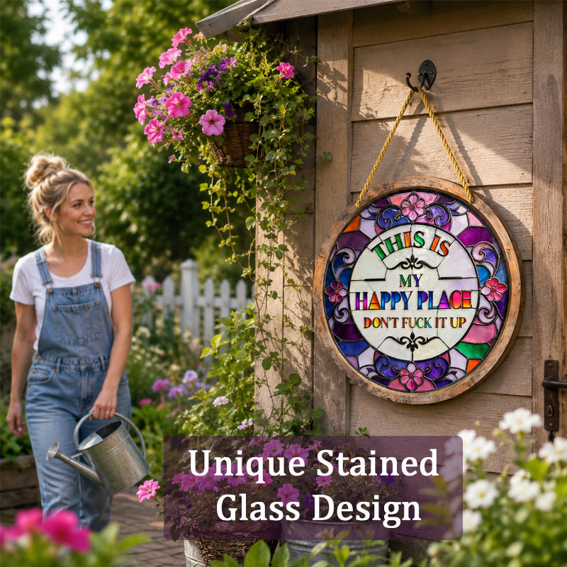 🏡🌈✨Stained Glass Happy Place Hanging Decor