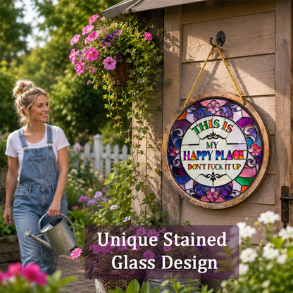🏡🌈✨Stained Glass Happy Place Hanging Decor