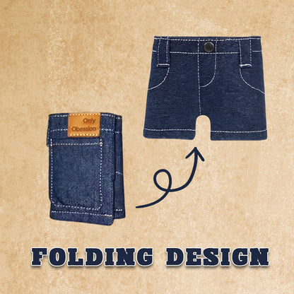 Mini-jeansplånbok med fickor och byxor