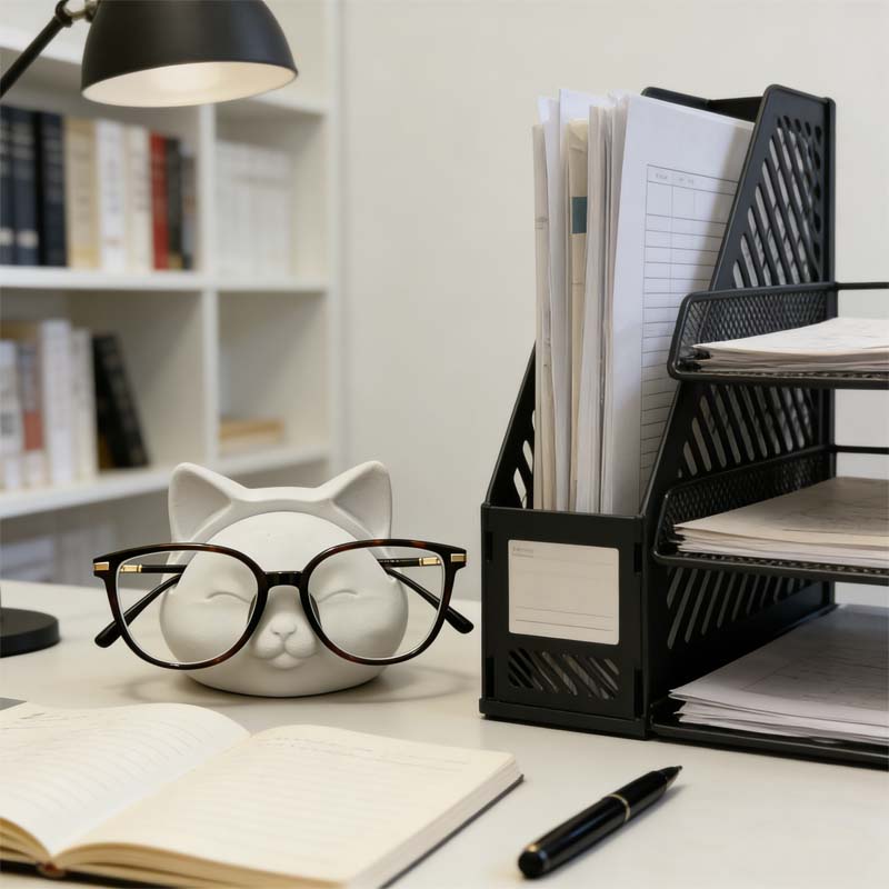 Kattformad glasögonhållare – Söt och funktionell skrivbordskompanjon