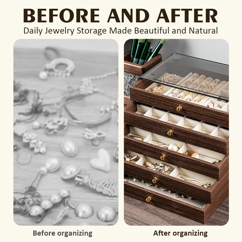 5-lagers smyckeskrin i valnötsträ