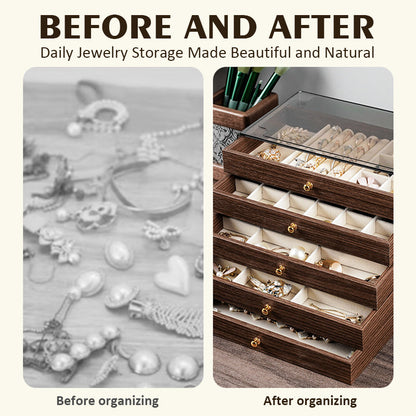 5-lagers smyckeskrin i valnötsträ