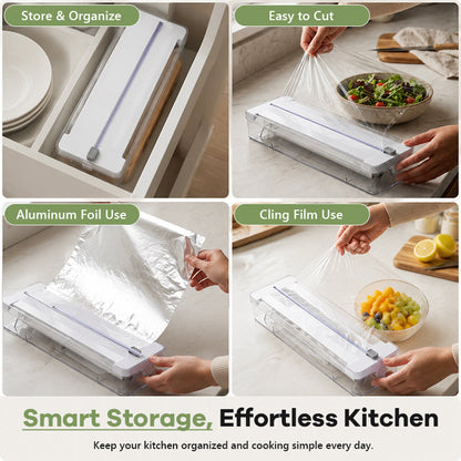 Kitchen Aluminum Foil Paper Plastic Wrap Storage Cutting Box 🍳