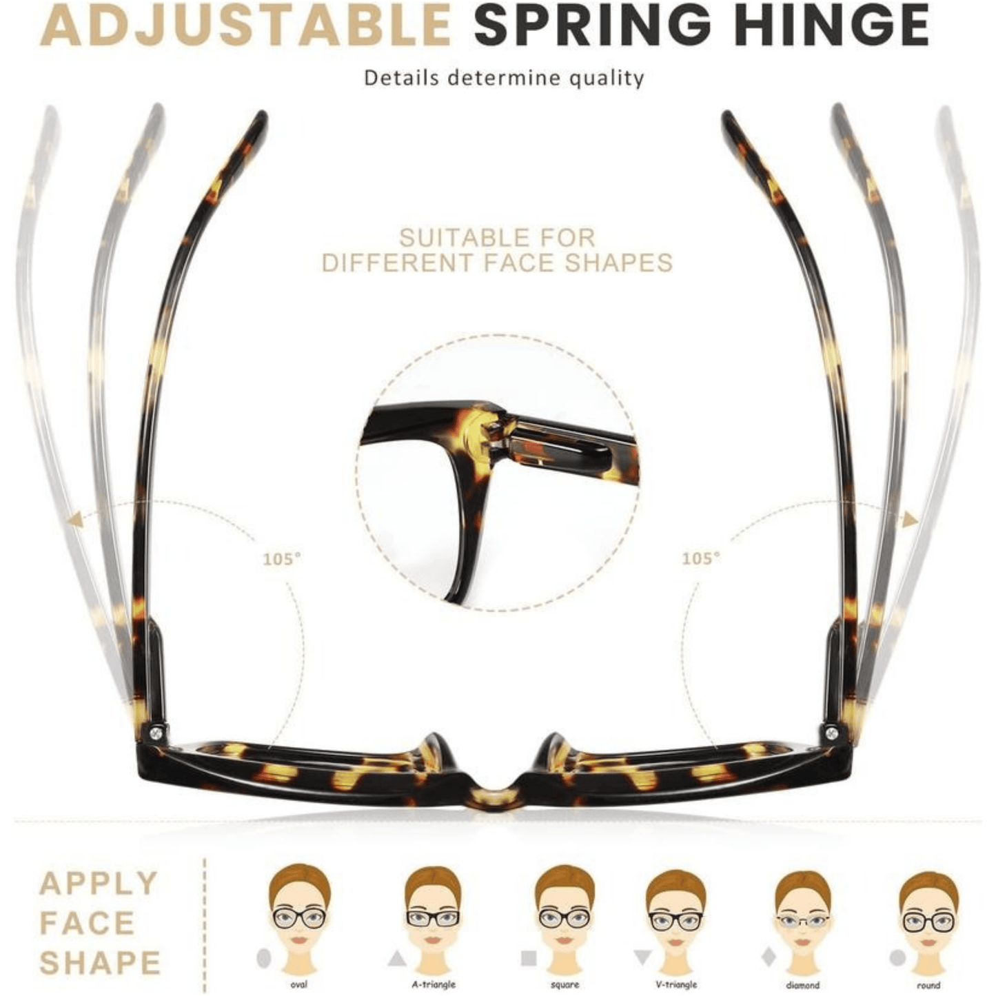 👓3-pack sköldpaddsmönstrade läsglasögon - Blåljusblockerande, stora fyrkantiga läsglasögon