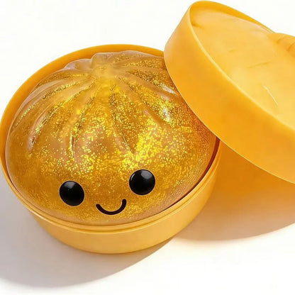 Glitter Dumpling Squishy Box – Söt fidgetleksak som lindrar ångest, med förvaringslåda