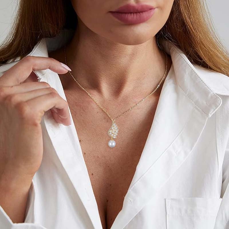 ✨ Pärlörhängen & Halsband med Vingdesign – Elegant Smyckesset för Kvinnor