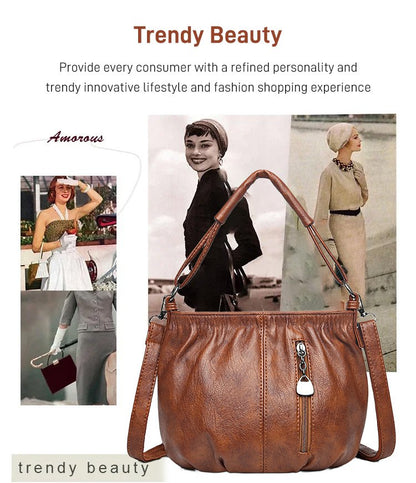 Mjuk läderväska med skrynklig design 👜✨