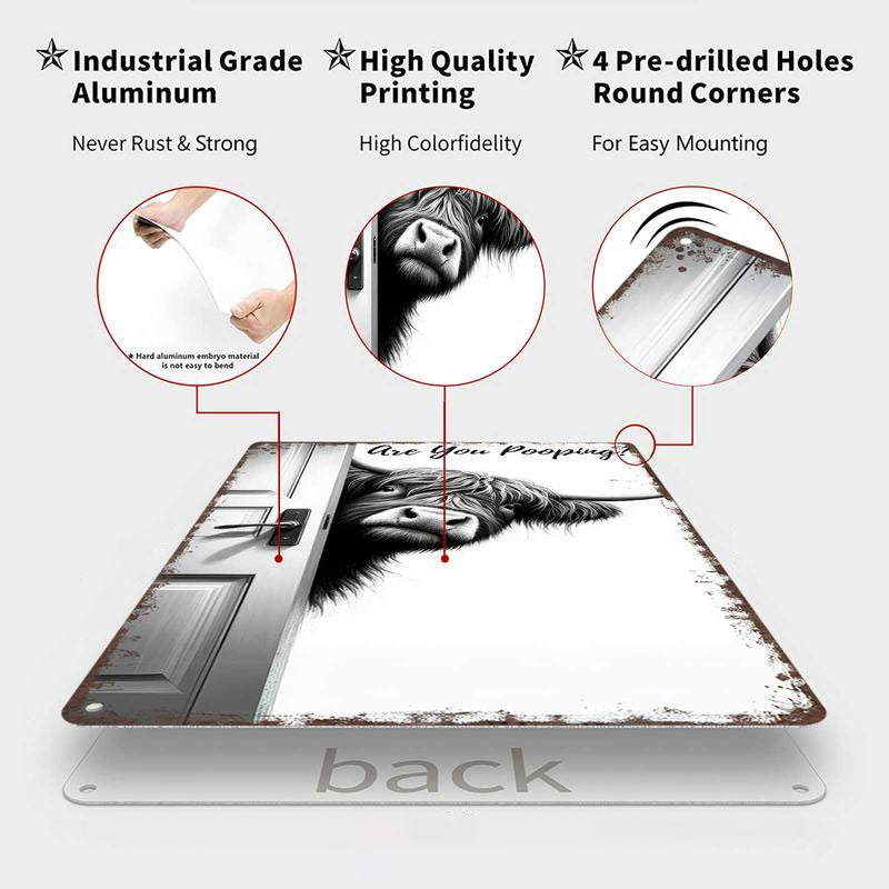 🐄 Den fräcka besökaren: Vintage höglandskon-skylt