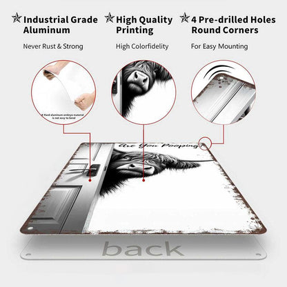 🐄 Den fräcka besökaren: Vintage höglandskon-skylt