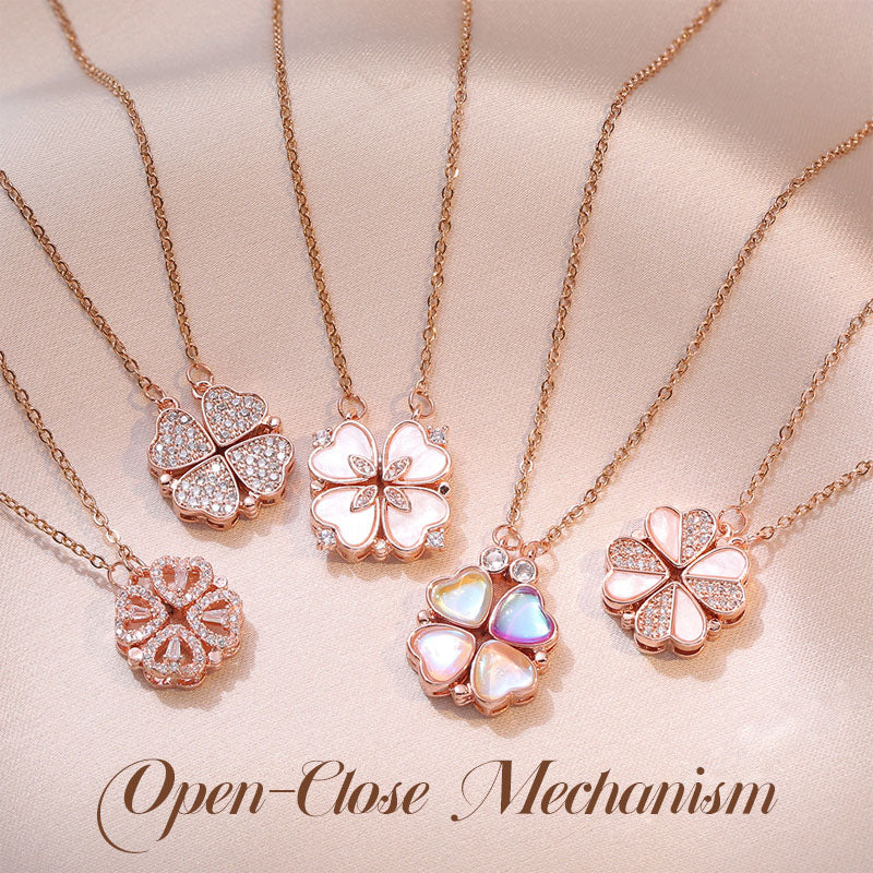 A Heart to Heart Double Wear Öppna Stäng Fyrklöver Halsband
