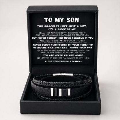 To My Son — Never Walk Alone Braided Bracelet Set 🖤