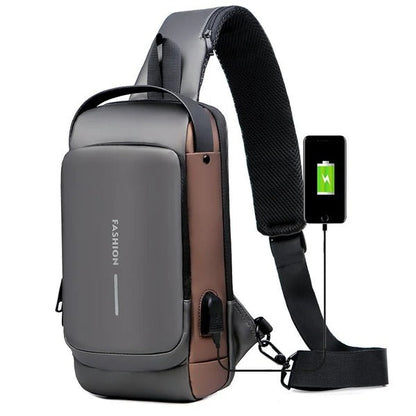 USB-laddning Sport Sling Stöldskyddad axelväska