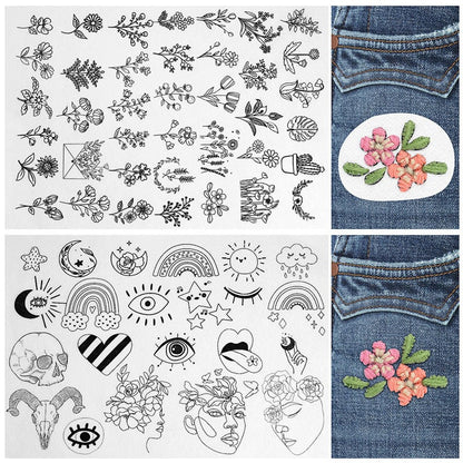🌸Blomsterlinjer Designade Blomsterkantmönster Broderimönster – Stick & Stitch för nybörjare
