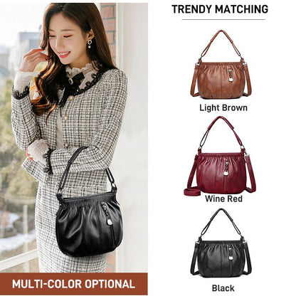 Mjuk läderväska med skrynklig design 👜✨