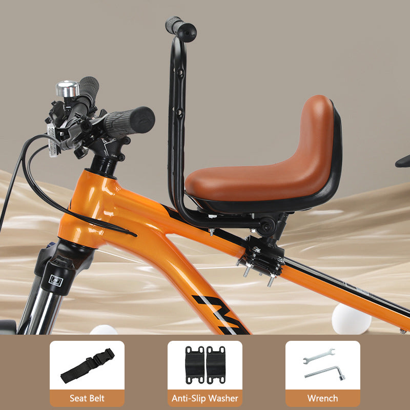 🚲Front Mounted Kids Bike Seat – Adjustable, Foldable, High-Carbon Steel Frame ✨