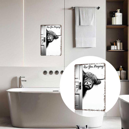 🐄 Den fräcka besökaren: Vintage höglandskon-skylt