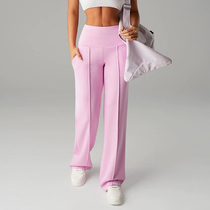 💕 Enfärgade raka byxor med vida ben för kvinnor