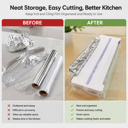 Kitchen Aluminum Foil Paper Plastic Wrap Storage Cutting Box 🍳