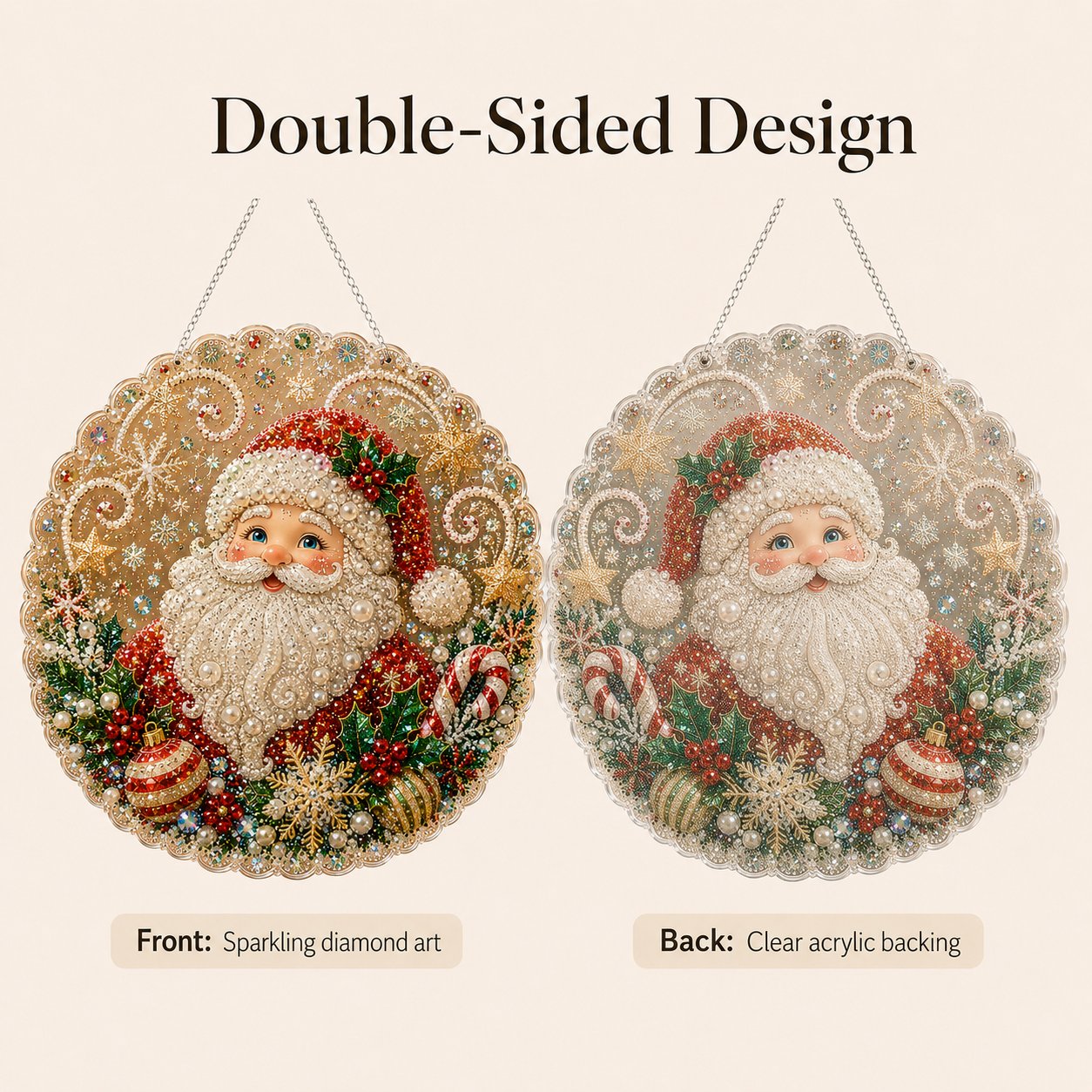 🎄 Premium Christmas Pearl Diamond Art Ornament Kit | DIY Holiday Hanging Decor