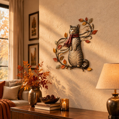 🍁Autumn Cat Metal Wall Decor🐱