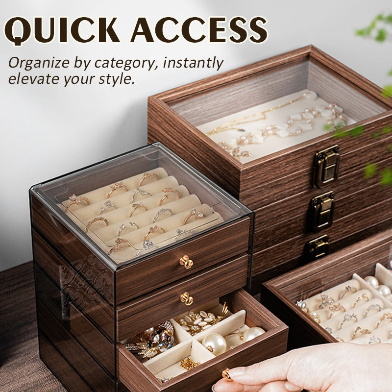 5-lagers smyckeskrin i valnötsträ