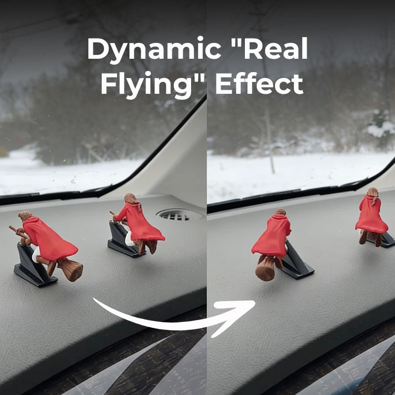 Häxa och trollkarlskvast driftande instrumentpanelprydnad