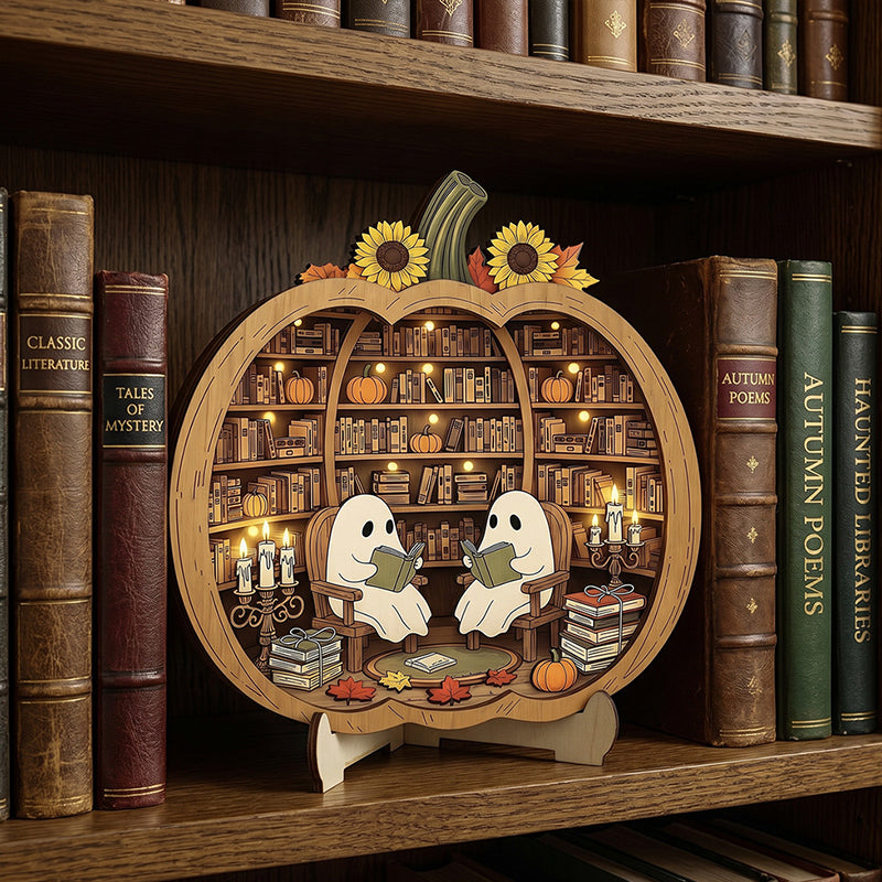 👻 Enchanting Halloween pumpkin decorations with ghosts | Cozy wooden table decorations with charming motifs