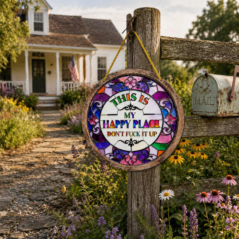 🏡🌈✨Stained Glass Happy Place Hanging Decor