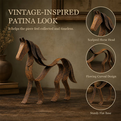 Vintage Metal Horse Sculpture – Rustic Equestrian Home Decor 🐎