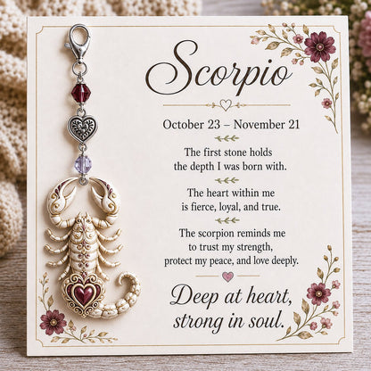 🌙12 Zodiac Birthstone Charm Keepsake Card
