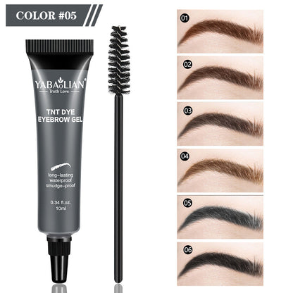 Långvarig, vattenfast och smetfri flytande ögonbrynsgel/färg