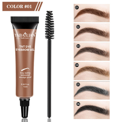 Långvarig, vattenfast och smetfri flytande ögonbrynsgel/färg