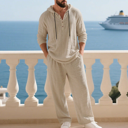 Herrhuvtröja och byxor i ledig passform – 2-delat set