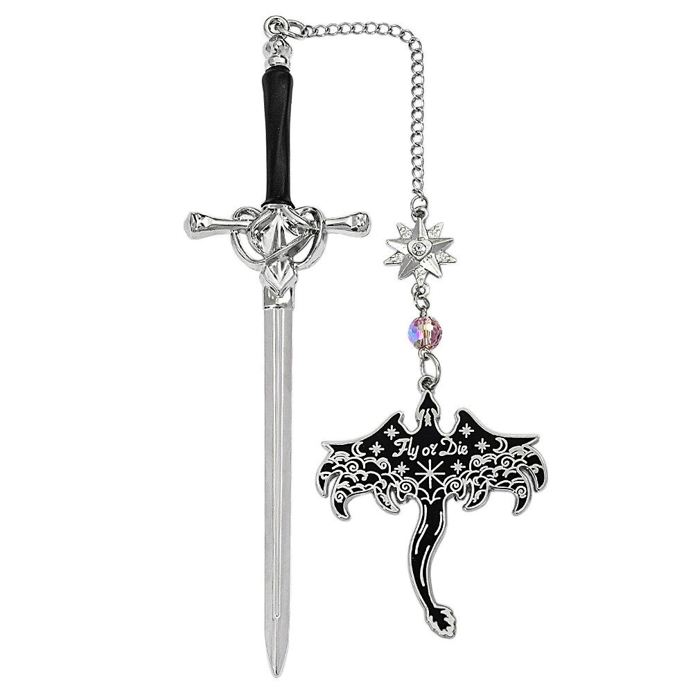 Bokmärke för fantasy-stegosaurus · Ge din läsning en touch av äventyr.